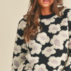 Beautiful Sherpa embroidered floral sweater NWT